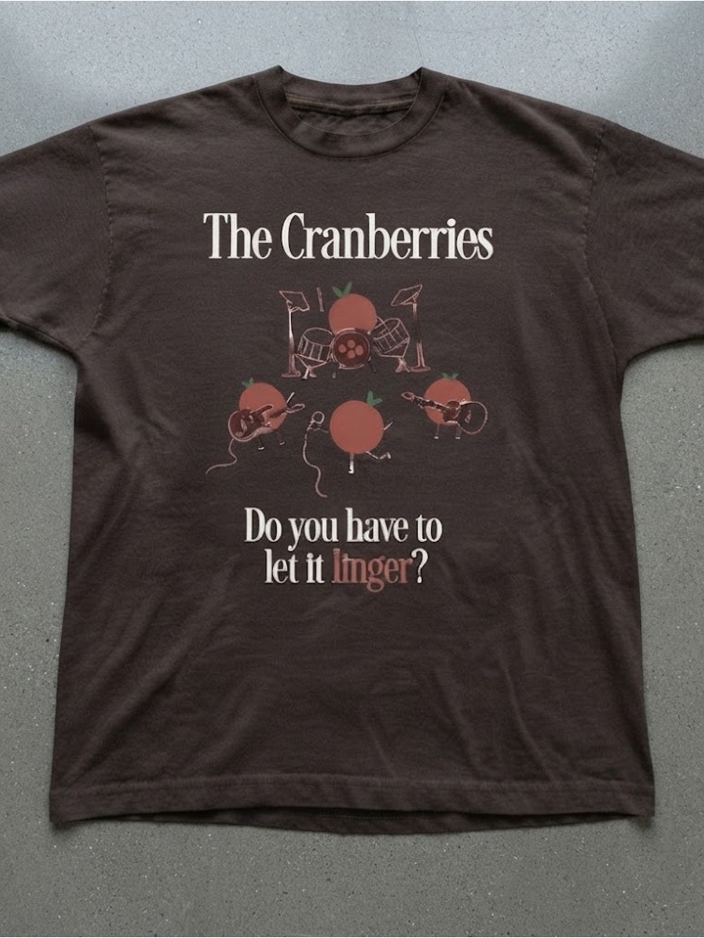 Cute Cranberry Fruit Band Graphic Brown Gildan T-shirt